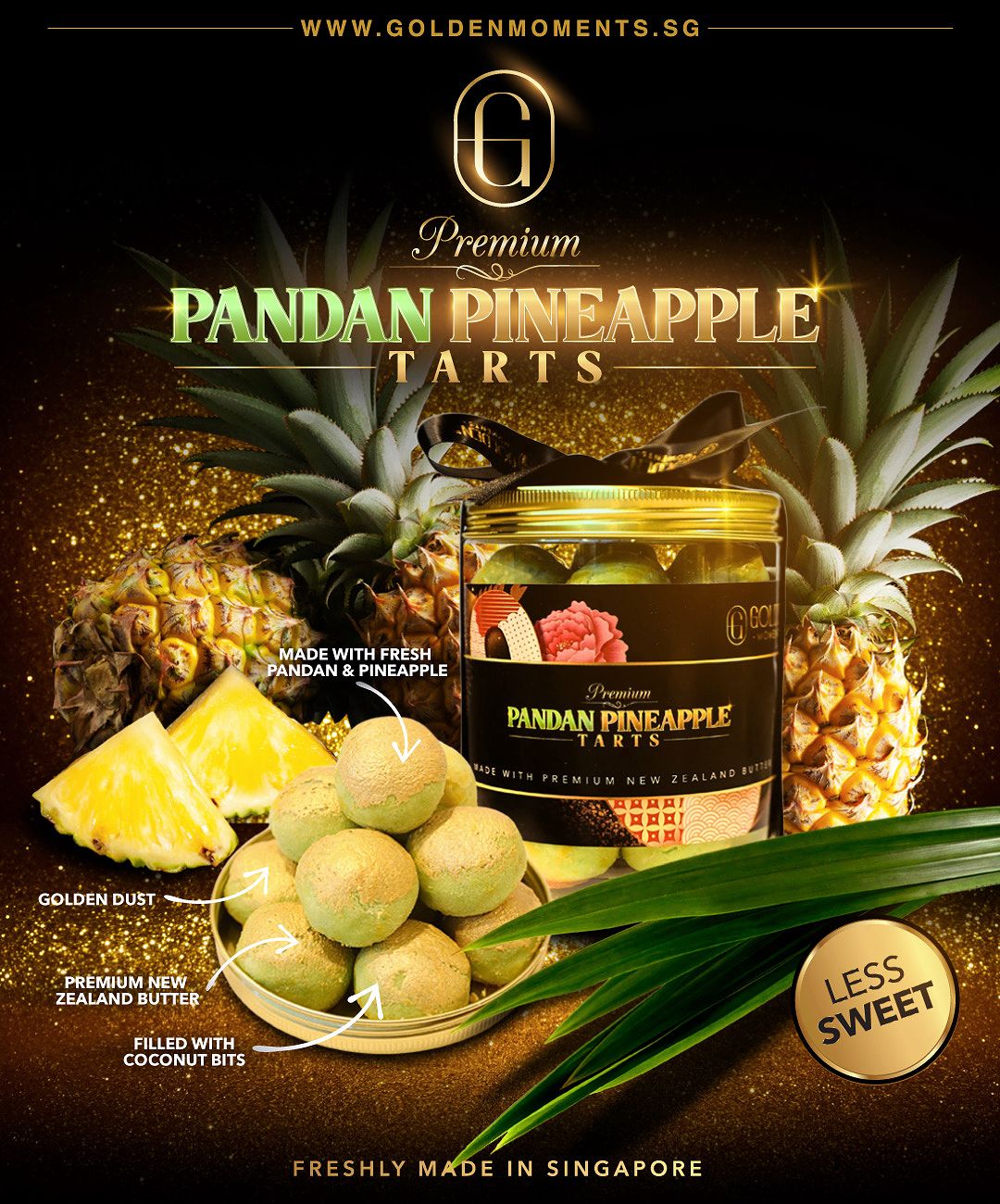 BYGLADHAND PINEAPPLE HAND S/S XL グリーン Premium Pandan Pineapple Tarts - Golden Moments | Singapore